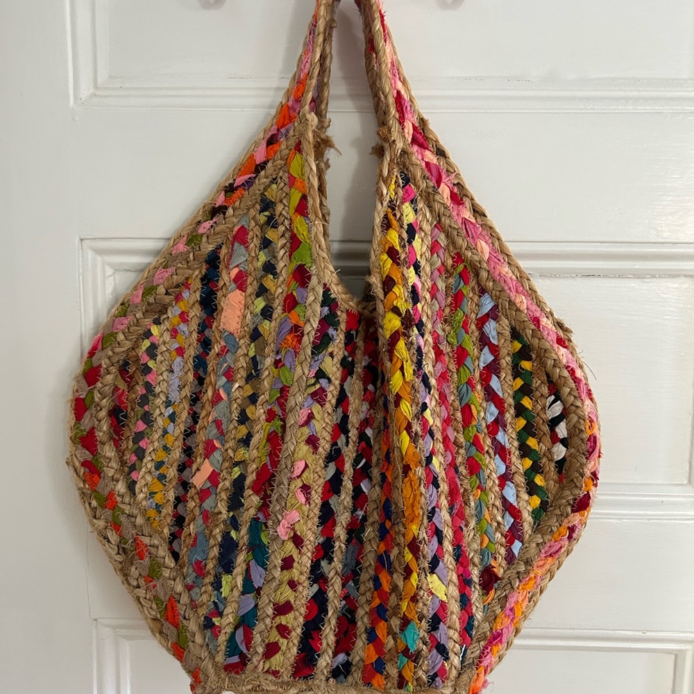 Multicolor Woven Tote Bag